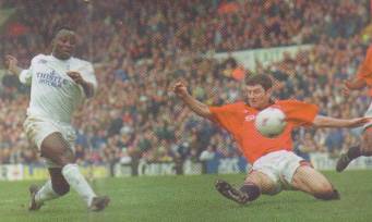 Yeboah beats Schmeichel for the second goal Image